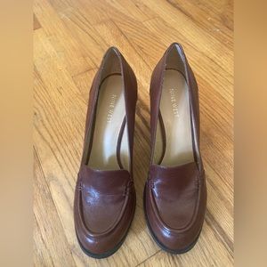 Warm toned brown heeled loafers from Nine West